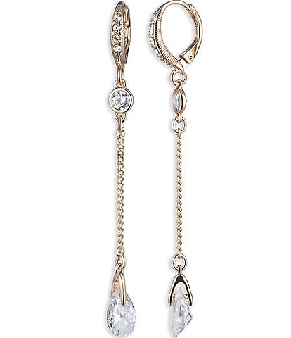 Givenchy Gold Tone Crystal Linear Earrings