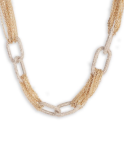 Givenchy Gold Tone Crystal Pave Chain Collar Necklace