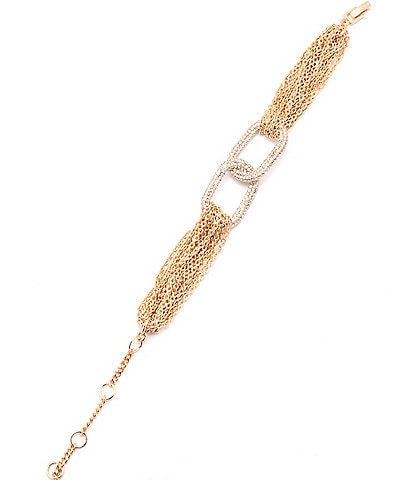 Givenchy Gold Tone Crystal Pave Chain Flex Line Bracelet