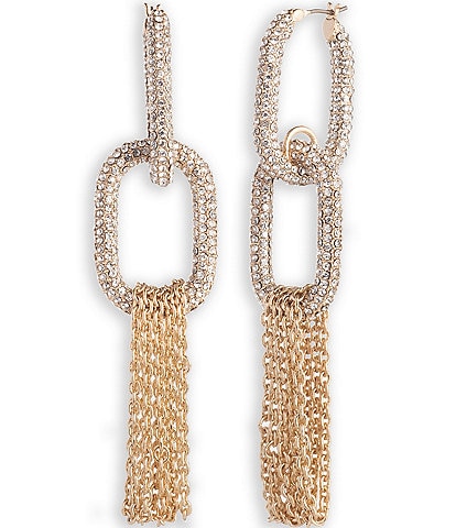 Givenchy Gold Tone Crystal Pave Chain Statement Drop Earrings