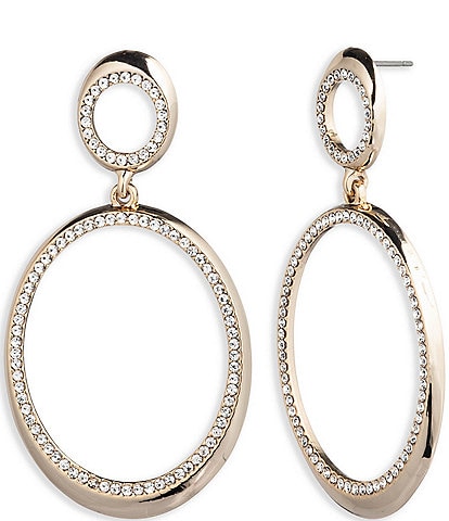 Givenchy Gold Tone Crystal Pave Open Drop Earrings