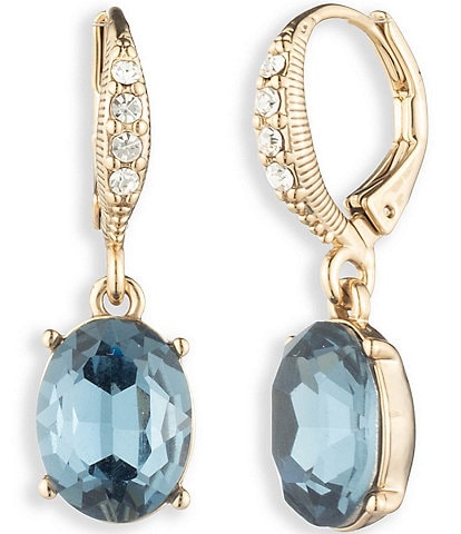 Givenchy Gold Tone Denim Crystal Drop Earrings