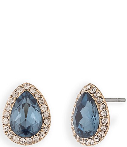 Givenchy Gold Tone Denim Pear Stud Earrings