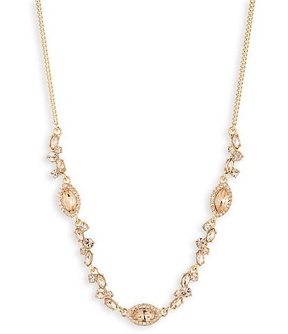 Givenchy Gold Tone Pave Frontal Collar Necklace
