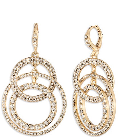 Givenchy Gold Tone Pave Orbital Earrings