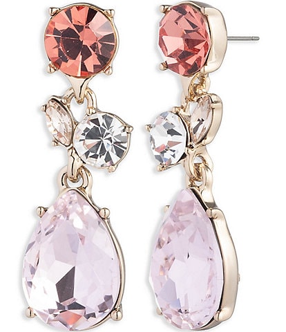 Givenchy Gold Tone Rose Crystal Drop Earrings