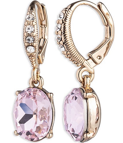 Givenchy Gold Tone Rose Crystal Drop Earrings