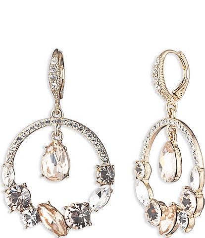 Givenchy Gold Tone Silk Orbital Pear Drop Earrings