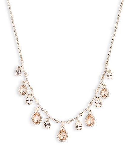Givenchy Gold Tone Stone Frontal Necklace