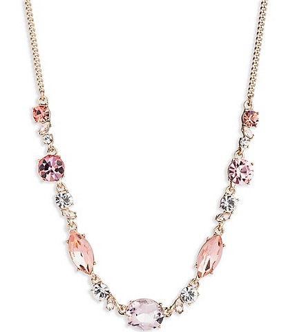 Givenchy Gold Tone Stone Rose Frontal Collar Necklace
