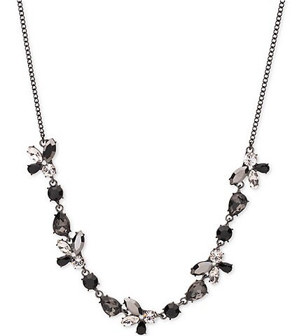 Givenchy Hematite Tone Jet Frontal Collar Necklace
