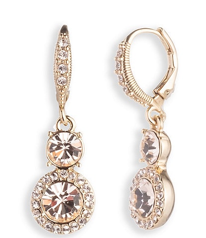Givenchy Pierce Gold Tone Crystal Drop Earrings