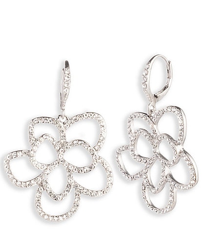 Givenchy Pierced Crystal Floral Drop Earrings