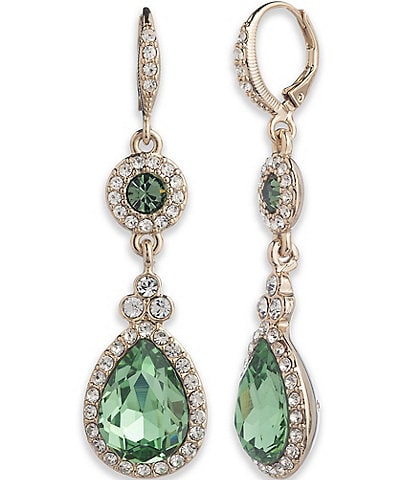 Givenchy Green Crystal Pierced Wingate Drop Earrings