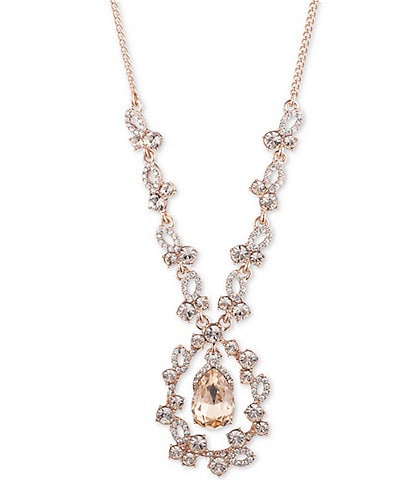 Givenchy Rose Gold Crystal Short Pendant Necklace