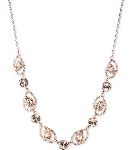 Givenchy Rose Gold Pave Pear Frontal Collar Necklace