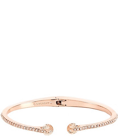 Givenchy Rose Gold Silk Pave Crystal Cuff Bracelet