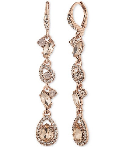 Givenchy Rose Gold Tone Open Pear Linear Earrings