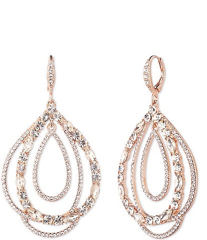 Givenchy Rose Gold Tone Silk Statement Orbital Drop Earrings