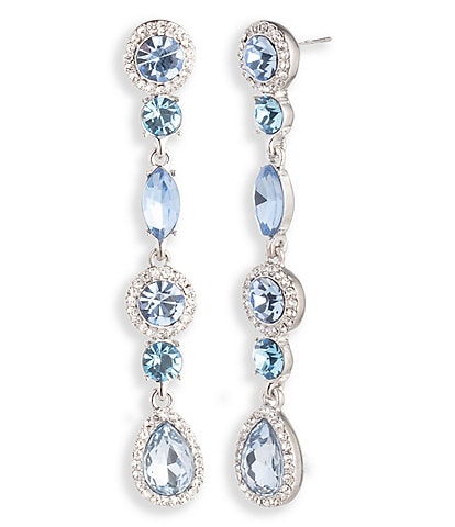 Givenchy Silver and Blue Stone Linear Earrings