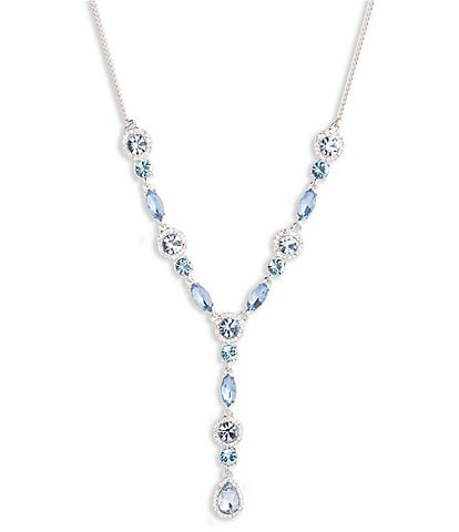 Givenchy Silver and Blue Stone Y Necklace