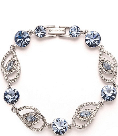 Givenchy Silver Sapphire Crystal Pave Pear Flex Line Bracelet
