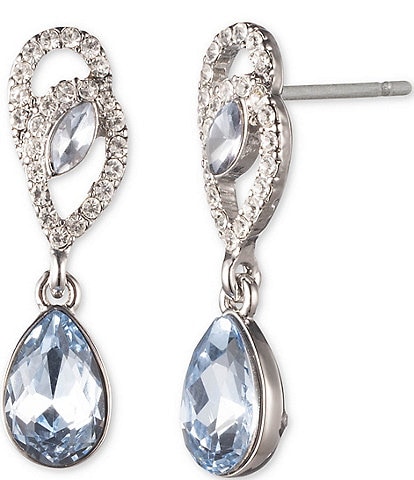 Givenchy Silver Sapphire Crystal Small Drop Earrings