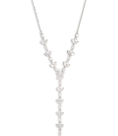 Givenchy Silver Tone Crystal 16'' Y Necklace