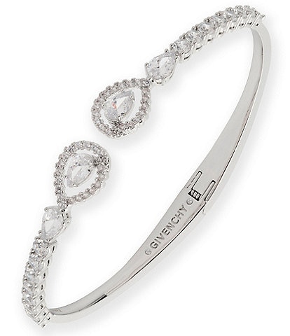 Givenchy Silver Tone Crystal CZ Cuff Bracelet