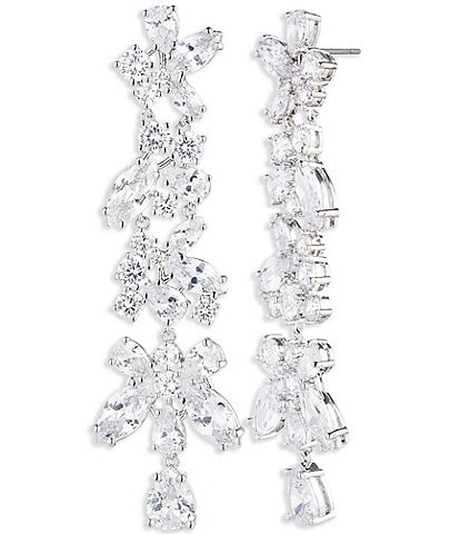 Givenchy Silver Tone Crystal Drama 2'' Linear Earrings
