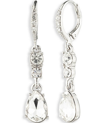 Givenchy Silver Tone Crystal Drop 1.55'' Earrings