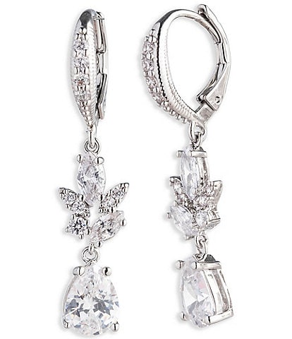 Givenchy Silver Tone Crystal Drop Earrings