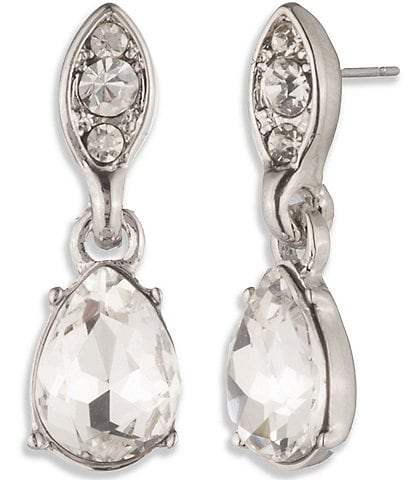 Givenchy Silver Tone Crystal Drop Earrings