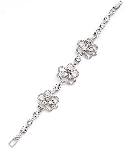 Givenchy Silver Tone Crystal Floral Flex Line Bracelet