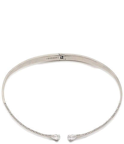Givenchy Silver Tone Crystal Metal Collar Necklace