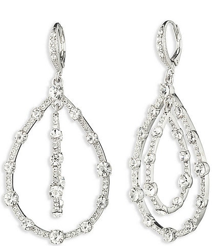 Givenchy Silver Tone Crystal Orbital Drop Earrings