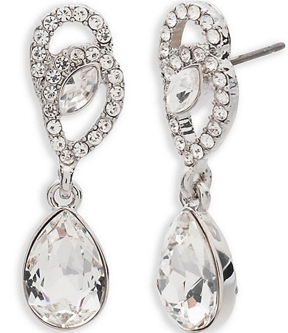 Givenchy Silver Tone Crystal Small Drop Earrings