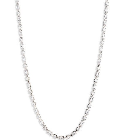 Givenchy Silver Tone Crystal Tennis 16'' Collar Necklace