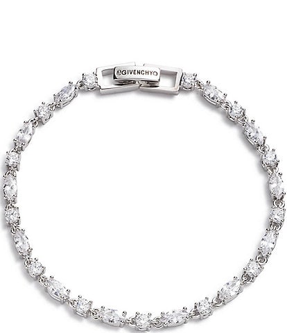 Givenchy Silver Tone Crystal Tennis Flex Line Bracelet