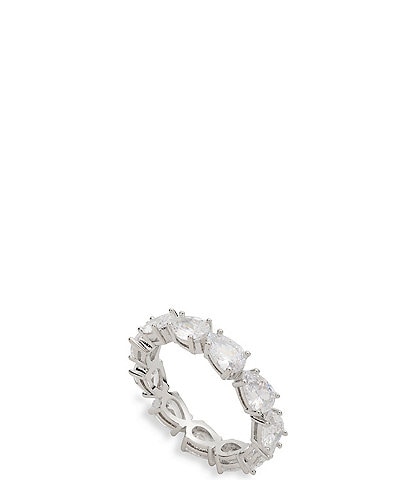 Givenchy Silver Tone CZ Pear Cocktail Ring