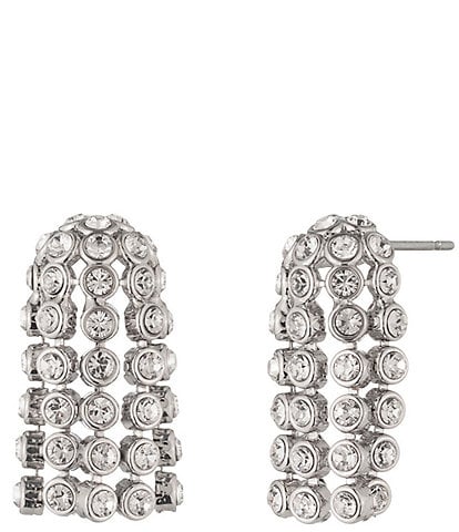 Givenchy Silver Tone Fringe Stud Earrings