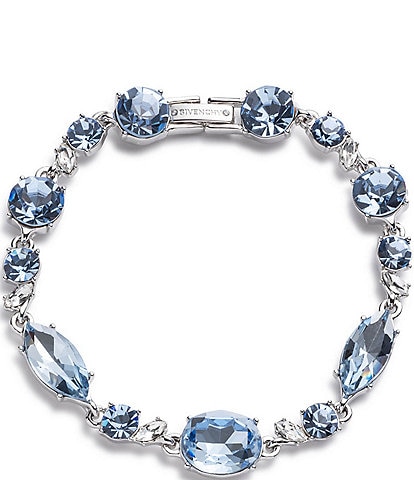 Givenchy Silver Tone Light Sapphire Crystal Flex Line Bracelet