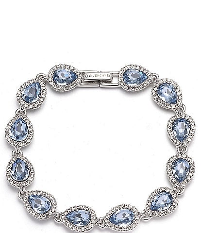 Givenchy Silver Tone Light Sapphire Crystal Pear Flex Line Bracelet
