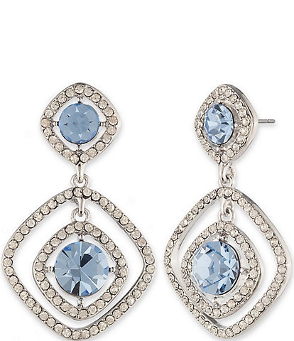 Givenchy Silver Tone Light Sapphire Orbital Drop Earrings