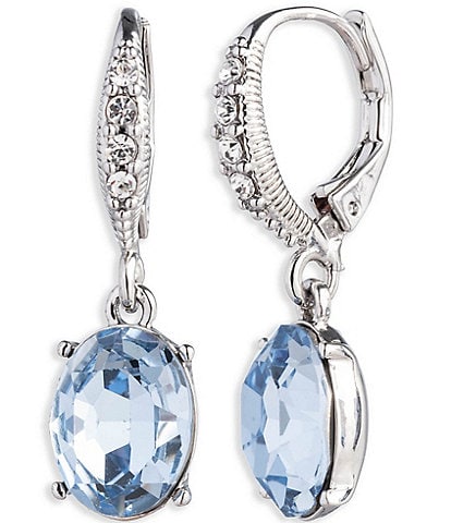 Givenchy Silver Tone Light Sapphire Stone Drop Earrings