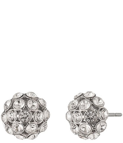 Givenchy Silver Tone Pave Cluster Stud Earrings