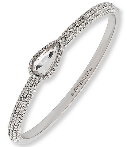 Givenchy Silver Tone Pear Stone Bangle Bracelet