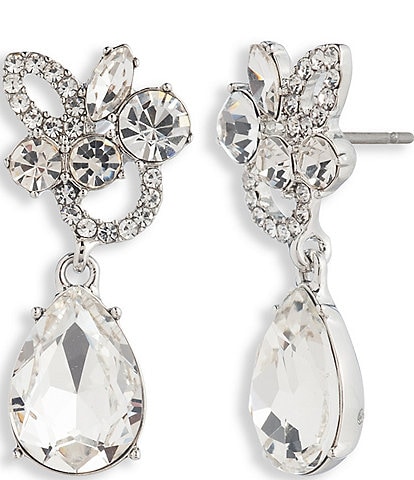 Givenchy Small Crystal Cluster Silver Drop Earrings