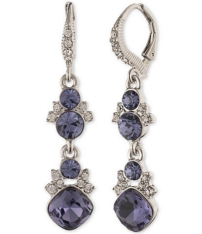 Givenchy Tanzanite Crystal Double Drop Earrings