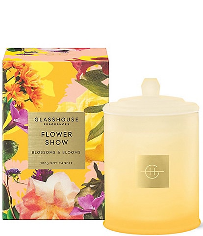 Glasshouse Fragrances Limited Edition FLOWER SHOW Blossoms & Blooms 13.4 oz. Triple Scented Candle